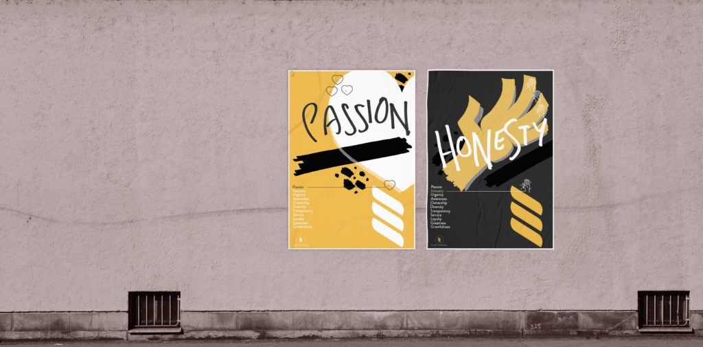two posters pasted to a city wall